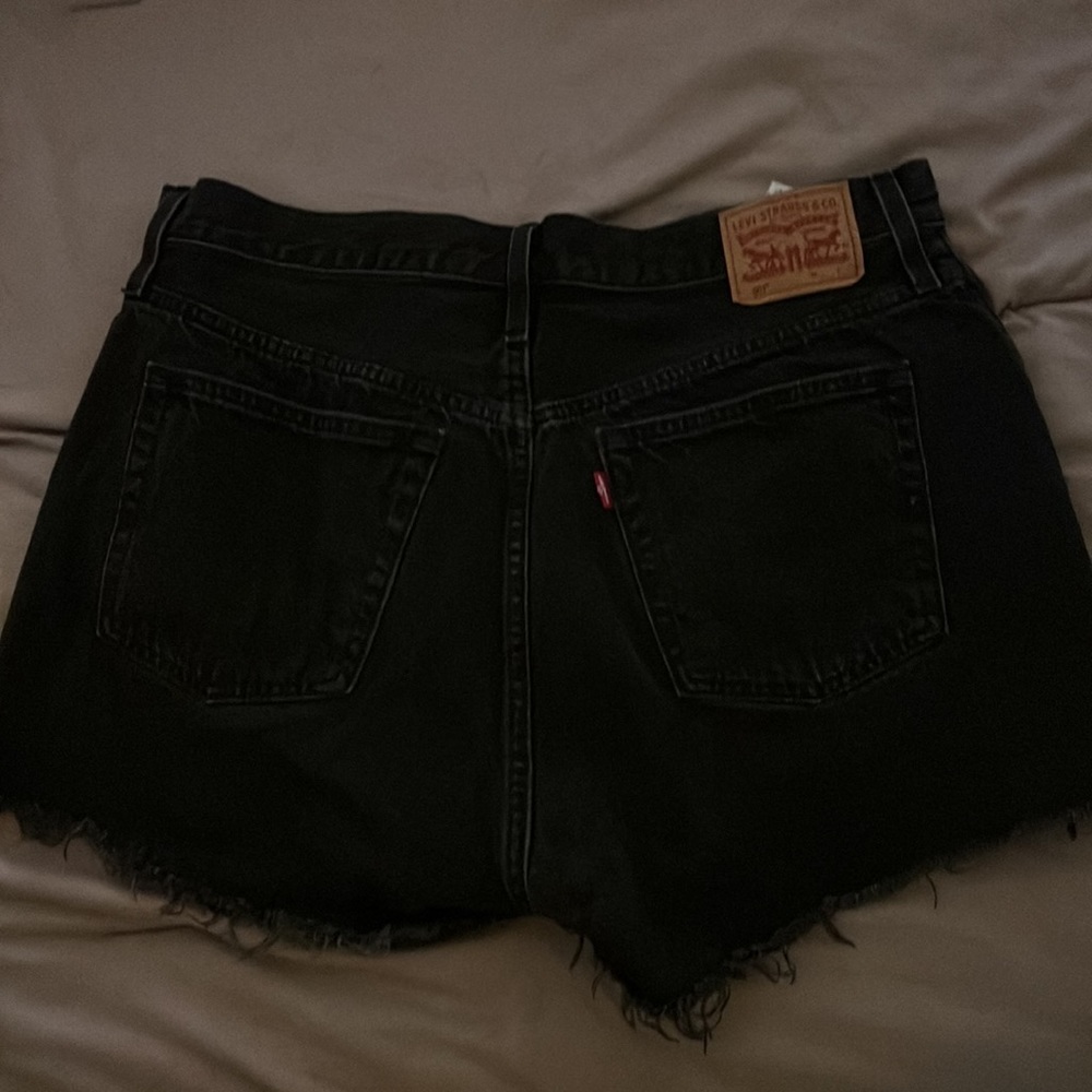 Levi 501 black denim shorts